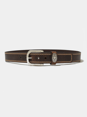 Vintage Bison VB-6315 Mens Sycamore Leather Belt Whiskey full front view. If you need any assistance with this item or the purchase of this item please call us at five six one seven four eight eight eight zero one Monday through Saturday 10:00a.m EST to 8:00 p.m EST