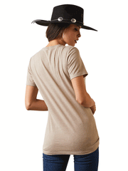 Ariat 10044615 Womens Vintage Rodeo T-Shirt Oatmeal Heather back view. If you need any assistance with this item or the purchase of this item please call us at five six one seven four eight eight eight zero one Monday through Saturday 10:00a.m EST to 8:00 p.m EST