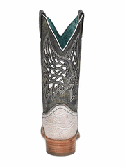 Corral A4333 Ladies Inlay And Embroidery Square Toe Western Boot Black And White back view. If you need any assistance with this item or the purchase of this item please call us at five six one seven four eight eight eight zero one Monday through Saturday 10:00a.m EST to 8:00 p.m EST