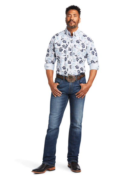 Ariat 10039318 Mens Relentless Adamant Stretch Classic Fit Snap Shirt White alternate front view. If you need any assistance with this item or the purchase of this item please call us at five six one seven four eight eight eight zero one Monday through Saturday 10:00a.m EST to 8:00 p.m EST