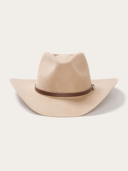 Stetson SBSNCA-413498 SENECA 4X Cowboy Hat Silversand front view. If you need any assistance with this item or the purchase of this item please call us at five six one seven four eight eight eight zero one Monday through Saturday 10:00a.m EST to 8:00 p.m EST