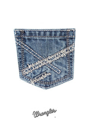 Wrangler 42BWXBB - 42JWXBB Kids Vintage Boot Cut 20X Jean Denim pocket detail. If you need any assistance with this item or the purchase of this item please call us at five six one seven four eight eight eight zero one Monday through Saturday 10:00a.m EST to 8:00 p.m EST