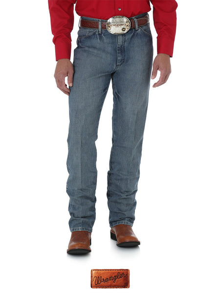 Wrangler 0936BGM Cowboy Cut Slim Fit Jeans Blue Granite front view. If you need any assistance with this item or the purchase of this item please call us at five six one seven four eight eight eight zero one Monday through Saturday 10:00a.m EST to 8:00 p.m EST