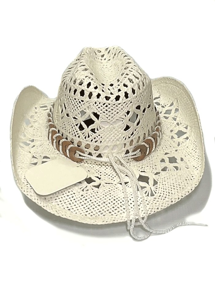 Bullhide 2649W "Naughty Girl" Straw Hat White front and side view. If you need any assistance with this item or the purchase of this item please call us at five six one seven four eight eight eight zero one Monday through Saturday 10:00a.m EST to 8:00 p.m EST