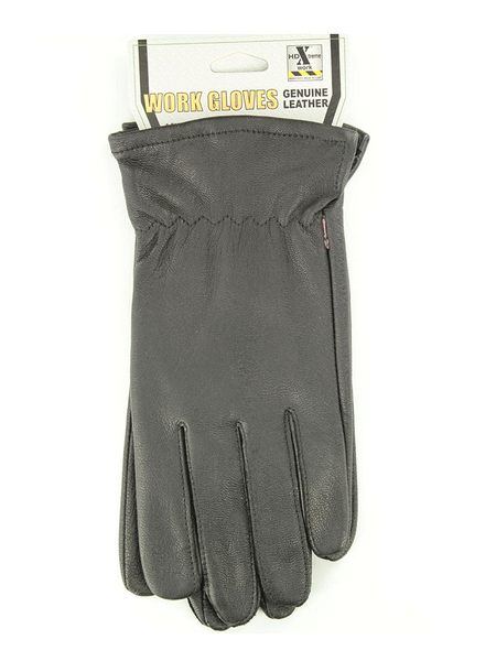 HD Xtreme Work H2110001 Mens Goatskin Leather Gloves Black top-front view. If you need any assistance with this item or the purchase of this item please call us at five six one seven four eight eight eight zero one Monday through Saturday 10:00a.m EST to 8:00 p.m EST
