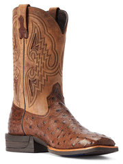 Ariat 10042475 Mens Dagger Full Quill Ostrich Western Boot Dark Tabac Tannin inner side view. If you need any assistance with this item or the purchase of this item please call us at five six one seven four eight eight eight zero one Monday through Saturday 10:00a.m EST to 8:00 p.m EST