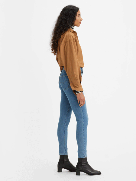 Levi's 188820398 Womens 721 High Rise Skinny Jeans Lapis Air side view. If you need any assistance with this item or the purchase of this item please call us at five six one seven four eight eight eight zero one Monday through Saturday 10:00a.m EST to 8:00 p.m EST