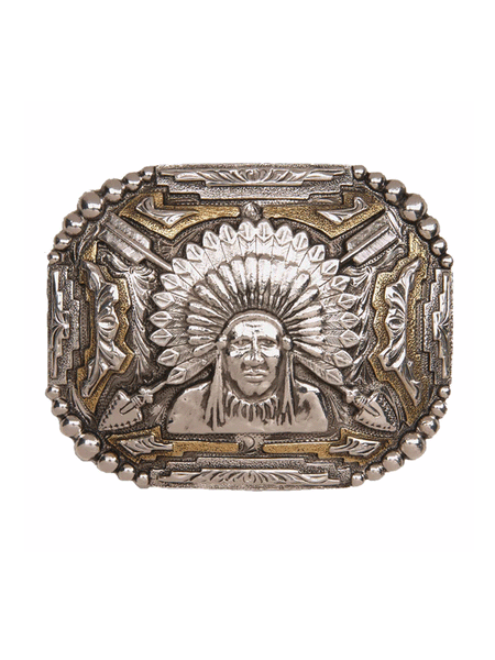 AndWest 711 Indian Chief Buckle Gold And Silver front view. If you need any assistance with this item or the purchase of this item please call us at five six one seven four eight eight eight zero one Monday through Saturday 10:00a.m EST to 8:00 p.m EST