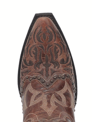 Laredo 52410 Womens Braylynn Leather Boot Brown toe view from above. If you need any assistance with this item or the purchase of this item please call us at five six one seven four eight eight eight zero one Monday through Saturday 10:00a.m EST to 8:00 p.m EST