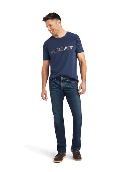 Ariat 10042193 Mens Chimayo Graphic T-Shirt Navy Heather front view. If you need any assistance with this item or the purchase of this item please call us at five six one seven four eight eight eight zero one Monday through Saturday 10:00a.m EST to 8:00 p.m EST
