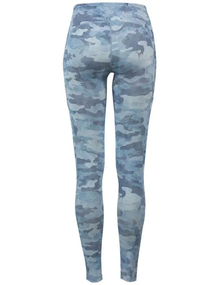 Salt Life SLJ4040 Womens Into the Abyss Performance Legging Blue front view. If you need any assistance with this item or the purchase of this item please call us at five six one seven four eight eight eight zero one Monday through Saturday 10:00a.m EST to 8:00 p.m EST