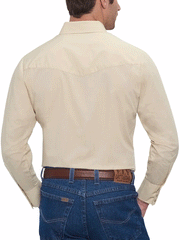 Ely Cattleman 15201905-23 Mens Long Sleeve Solid Western Shirt Ecru back view. If you need any assistance with this item or the purchase of this item please call us at five six one seven four eight eight eight zero one Monday through Saturday 10:00a.m EST to 8:00 p.m EST