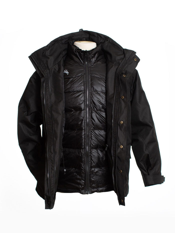 Wyoming Traders Mens OXFORD 3 In 1 Parka Black front view. If you need any assistance with this item or the purchase of this item please call us at five six one seven four eight eight eight zero one Monday through Saturday 10:00a.m EST to 8:00 p.m EST