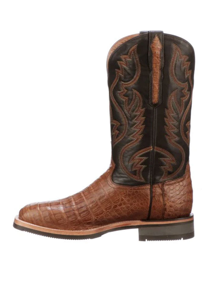 Lucchese M4554.WF Mens Rowdy Caiman Boots Brown side front view. If you need any assistance with this item or the purchase of this item please call us at five six one seven four eight eight eight zero one Monday through Saturday 10:00a.m EST to 8:00 p.m EST