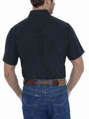 Ely Cattleman 15201634-89 Mens Short Sleeve Tone On Tone Western Shirt Black back view . If you need any assistance with this item or the purchase of this item please call us at five six one seven four eight eight eight zero one Monday through Saturday 10:00a.m EST to 8:00 p.m EST