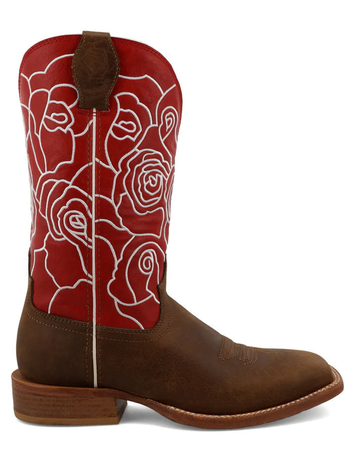 Twisted X WXTL003 Womens Wide Square Toe Western Boots Ginger And Rose Red side / front view. If you need any assistance with this item or the purchase of this item please call us at five six one seven four eight eight eight zero one Monday through Saturday 10:00a.m EST to 8:00 p.m EST