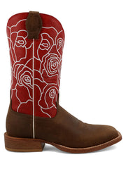 Twisted X WXTL003 Womens Wide Square Toe Western Boots Ginger And Rose Red side view. If you need any assistance with this item or the purchase of this item please call us at five six one seven four eight eight eight zero one Monday through Saturday 10:00a.m EST to 8:00 p.m EST