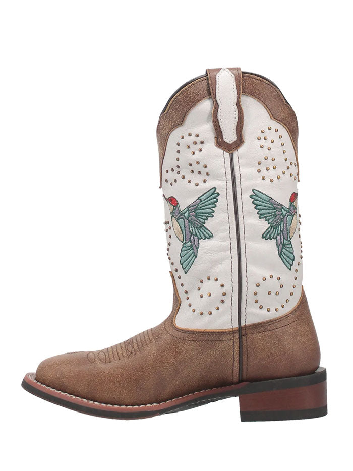 Laredo 5900 Womens Brillant Hummingbird Leather Boot Tan And White side / front view. If you need any assistance with this item or the purchase of this item please call us at five six one seven four eight eight eight zero one Monday through Saturday 10:00a.m EST to 8:00 p.m EST