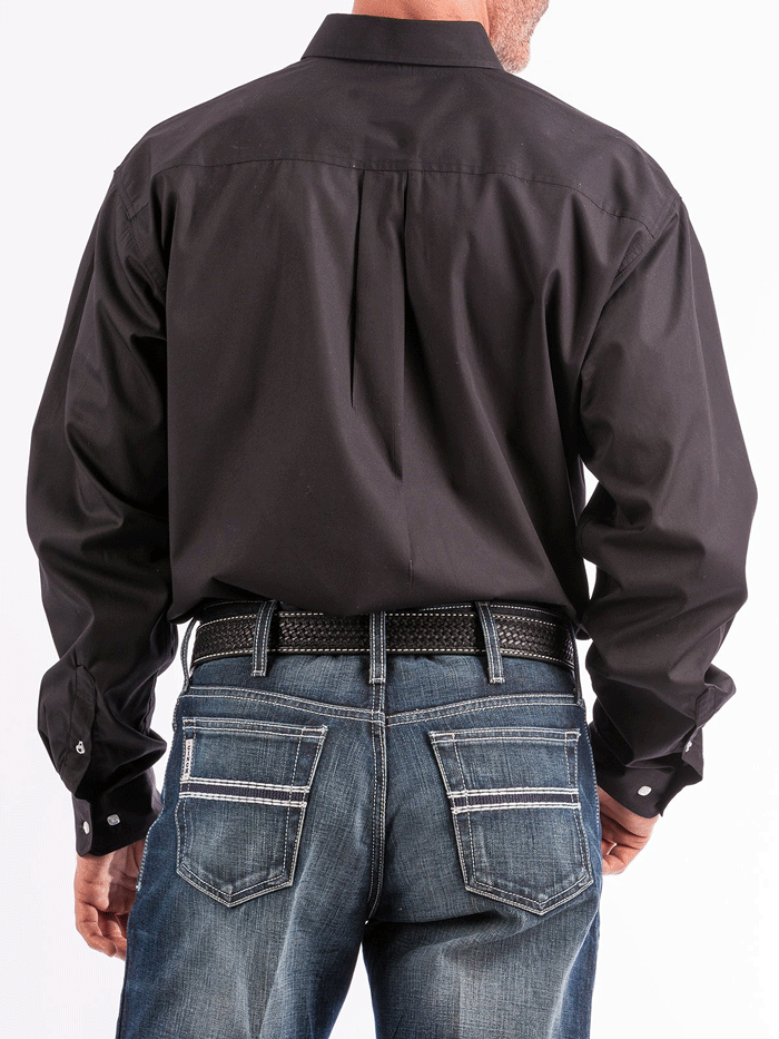 Cinch MT10320083 Mens Long Sleeve Button Down Western Shirt Solid Black front view. If you need any assistance with this item or the purchase of this item please call us at five six one seven four eight eight eight zero one Monday through Saturday 10:00a.m EST to 8:00 p.m EST
