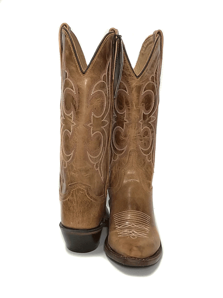 Old West LF1596 Womens All Over Leather Foot Fashion Snip Toe Cowgirl Boots Tan front and back view. If you need any assistance with this item or the purchase of this item please call us at five six one seven four eight eight eight zero one Monday through Saturday 10:00a.m EST to 8:00 p.m EST