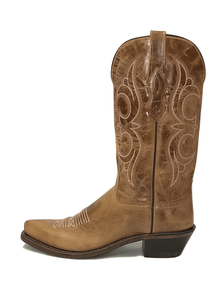 Old West LF1596 Womens All Over Leather Foot Fashion Snip Toe Cowgirl Boots Tan front and side view. If you need any assistance with this item or the purchase of this item please call us at five six one seven four eight eight eight zero one Monday through Saturday 10:00a.m EST to 8:00 p.m EST