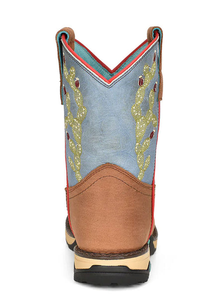Corral W5003 Ladies Hydro Resist Boot Tan & Blue back view. If you need any assistance with this item or the purchase of this item please call us at five six one seven four eight eight eight zero one Monday through Saturday 10:00a.m EST to 8:00 p.m EST