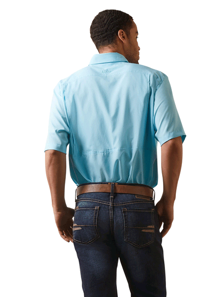 Ariat 10043511 Mens VentTEK Classic Fit Shirt Cenote Aqua back view. If you need any assistance with this item or the purchase of this item please call us at five six one seven four eight eight eight zero one Monday through Saturday 10:00a.m EST to 8:00 p.m EST