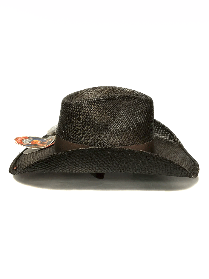 Bullhide SMILE AT ME 5040 Western Straw Hat Distressed Black front and side view. If you need any assistance with this item or the purchase of this item please call us at five six one seven four eight eight eight zero one Monday through Saturday 10:00a.m EST to 8:00 p.m EST
