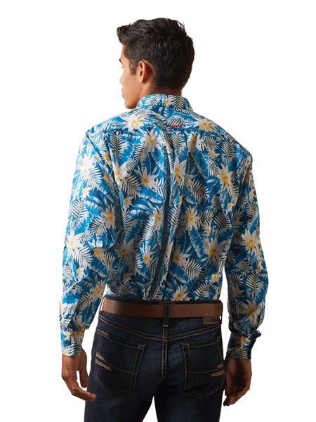 Ariat 10043695 Mens Team Spencer Classic Fit Shirt Lyons Blue back view. If you need any assistance with this item or the purchase of this item please call us at five six one seven four eight eight eight zero one Monday through Saturday 10:00a.m EST to 8:00 p.m EST