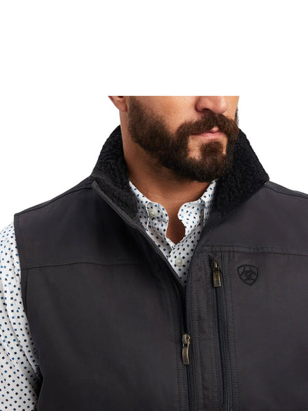 Ariat 10037390 Mens Grizzly Concealed Carry Insulated Vest Phantom close up. If you need any assistance with this item or the purchase of this item please call us at five six one seven four eight eight eight zero one Monday through Saturday 10:00a.m EST to 8:00 p.m EST
