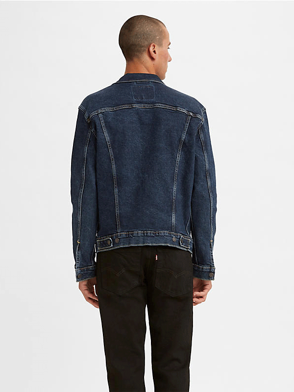 Levi's 723340322 Mens Trucker Jacket Colusa 2.0 Dark Wash front view. If you need any assistance with this item or the purchase of this item please call us at five six one seven four eight eight eight zero one Monday through Saturday 10:00a.m EST to 8:00 p.m EST