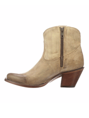 Lucchese M6006 Womens Avery Cross Stitch Bootie Pearl Bone inner zipper side view. If you need any assistance with this item or the purchase of this item please call us at five six one seven four eight eight eight zero one Monday through Saturday 10:00a.m EST to 8:00 p.m EST