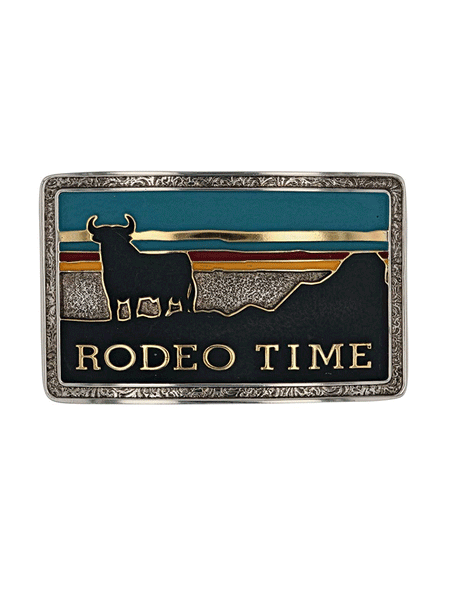 Montana Silversmiths A919DB Rodeo Time Southwestern Attitude Belt Buckle front view. If you need any assistance with this item or the purchase of this item please call us at five six one seven four eight eight eight zero one Monday through Saturday 10:00a.m EST to 8:00 p.m EST