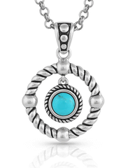 Montana Silversmiths NC5304 Womens Every Direction Turquoise Necklace Silver front view. If you need any assistance with this item or the purchase of this item please call us at five six one seven four eight eight eight zero one Monday through Saturday 10:00a.m EST to 8:00 p.m EST